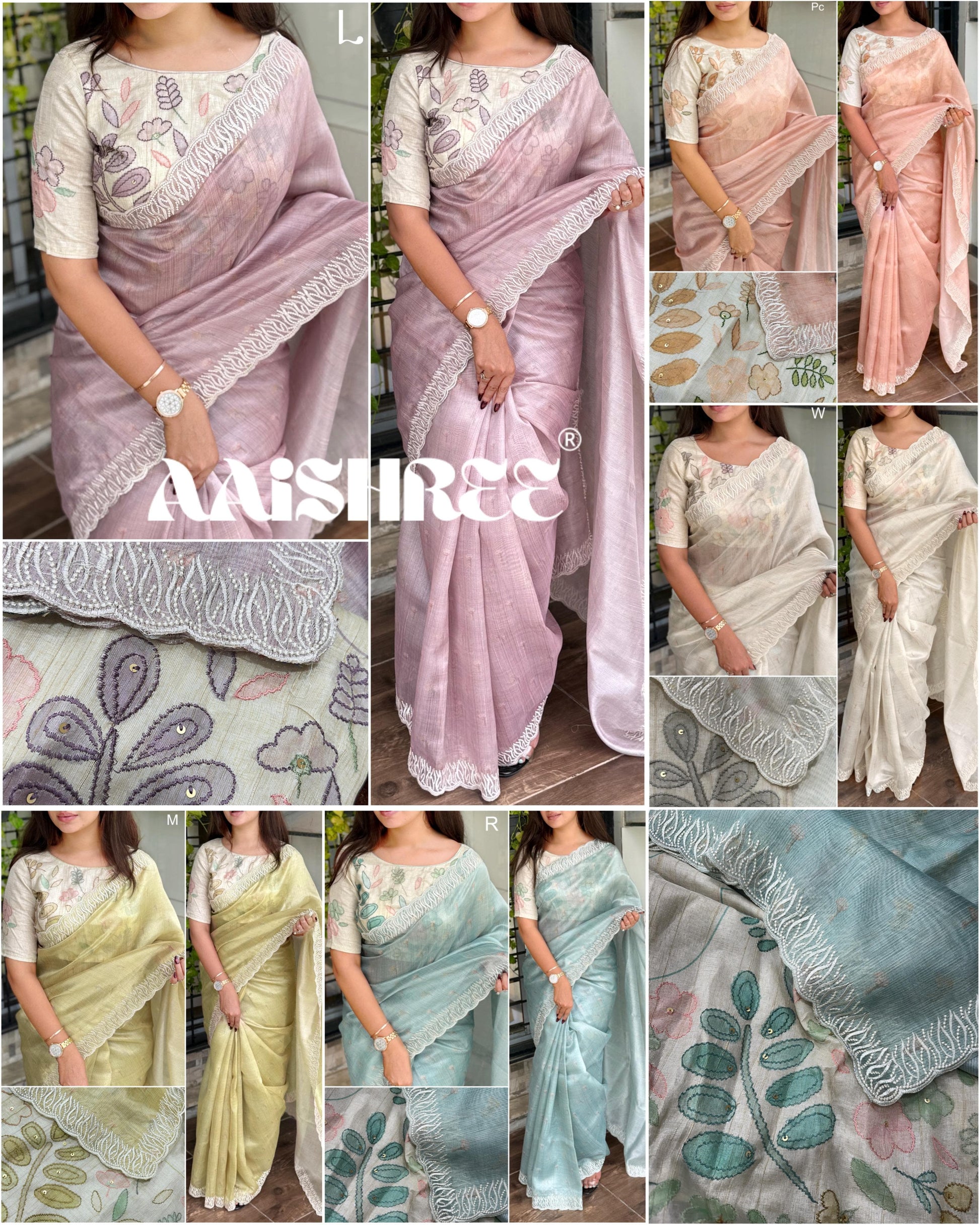 VAIDAHI Designer Tani Sani Silk Saree with Cutwork & Tusser Linen Blouse – Thread Embroidery | Elegant Party Wear